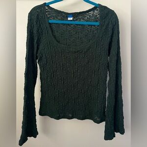 Old Navy Dark Green Lace Scoop Neck Top Large